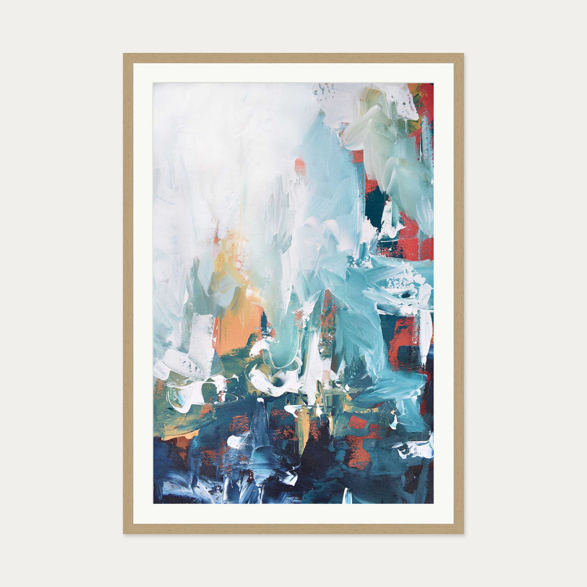 Abstract 209 Art Print — 70 x 100 cm — Oak Frame