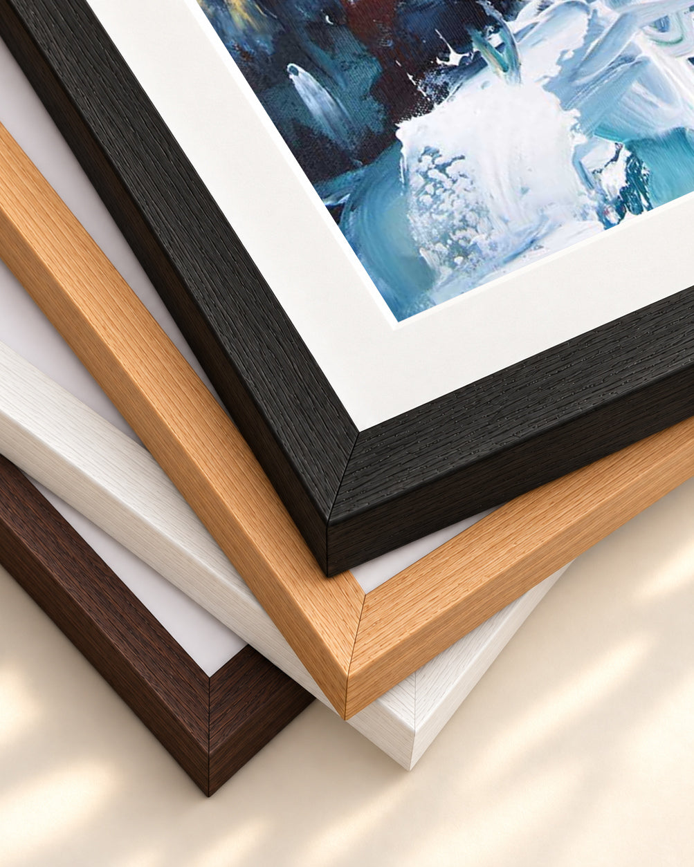 Abstract 210 Art Print — framed print corner with 5 cm mount and bevel