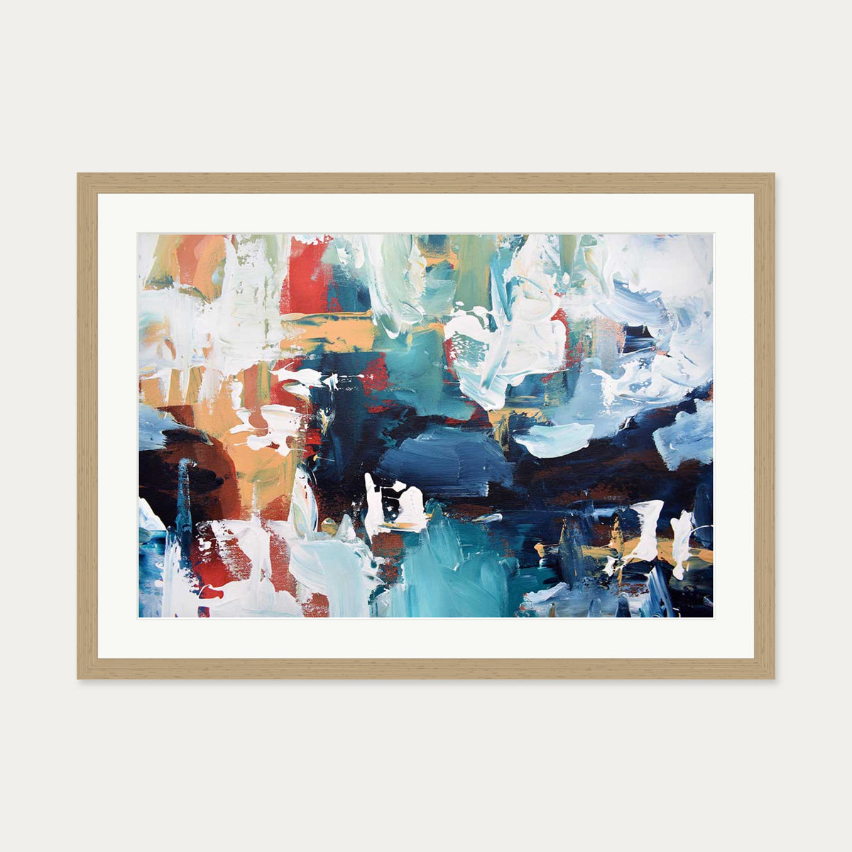 Abstract 214 Art Print — 50 x 70 cm — Oak Frame
