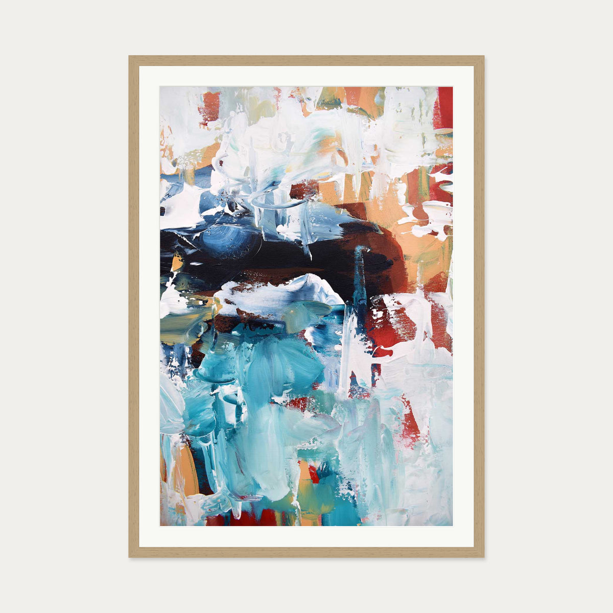 Abstract 215 Art Print — 70 x 100 cm — Oak Frame