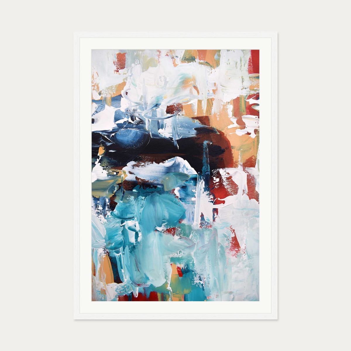 Abstract 215 Art Print — 70 x 100 cm — White Frame