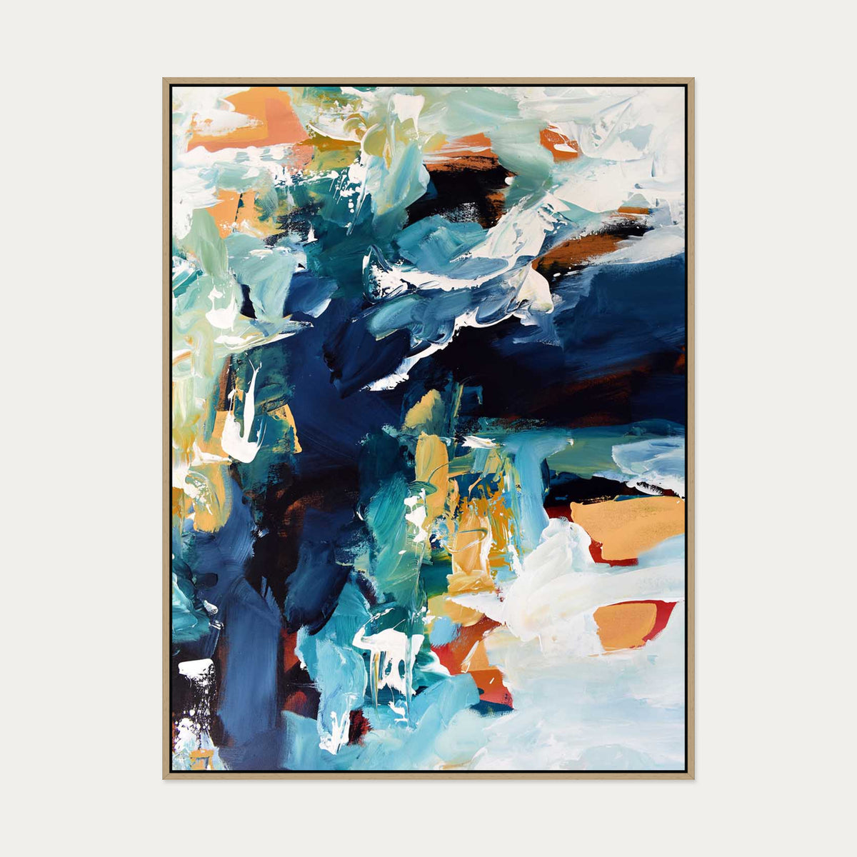 Abstract 216 Canvas Art — 90 x 120 cm — Oak Frame