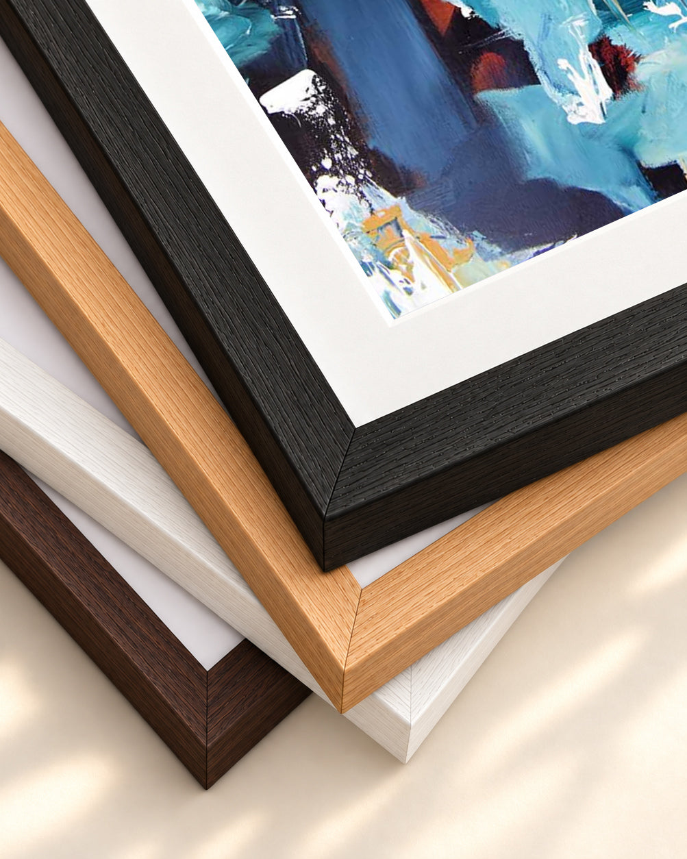 Abstract 216 Art Print — framed print corner with 5 cm mount and bevel