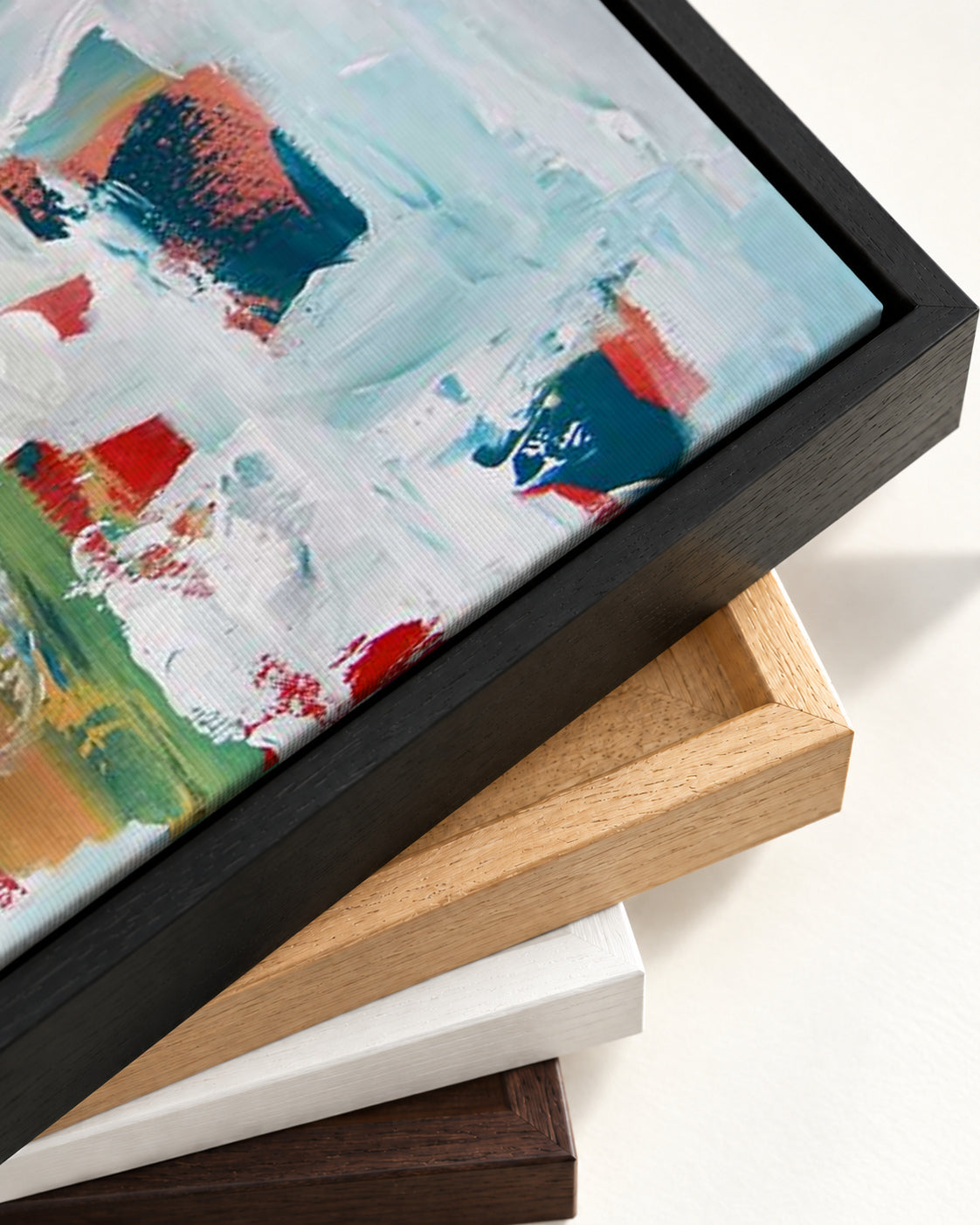 Abstract 217 Canvas Art — framed canvas corner and wrapped canvas detail