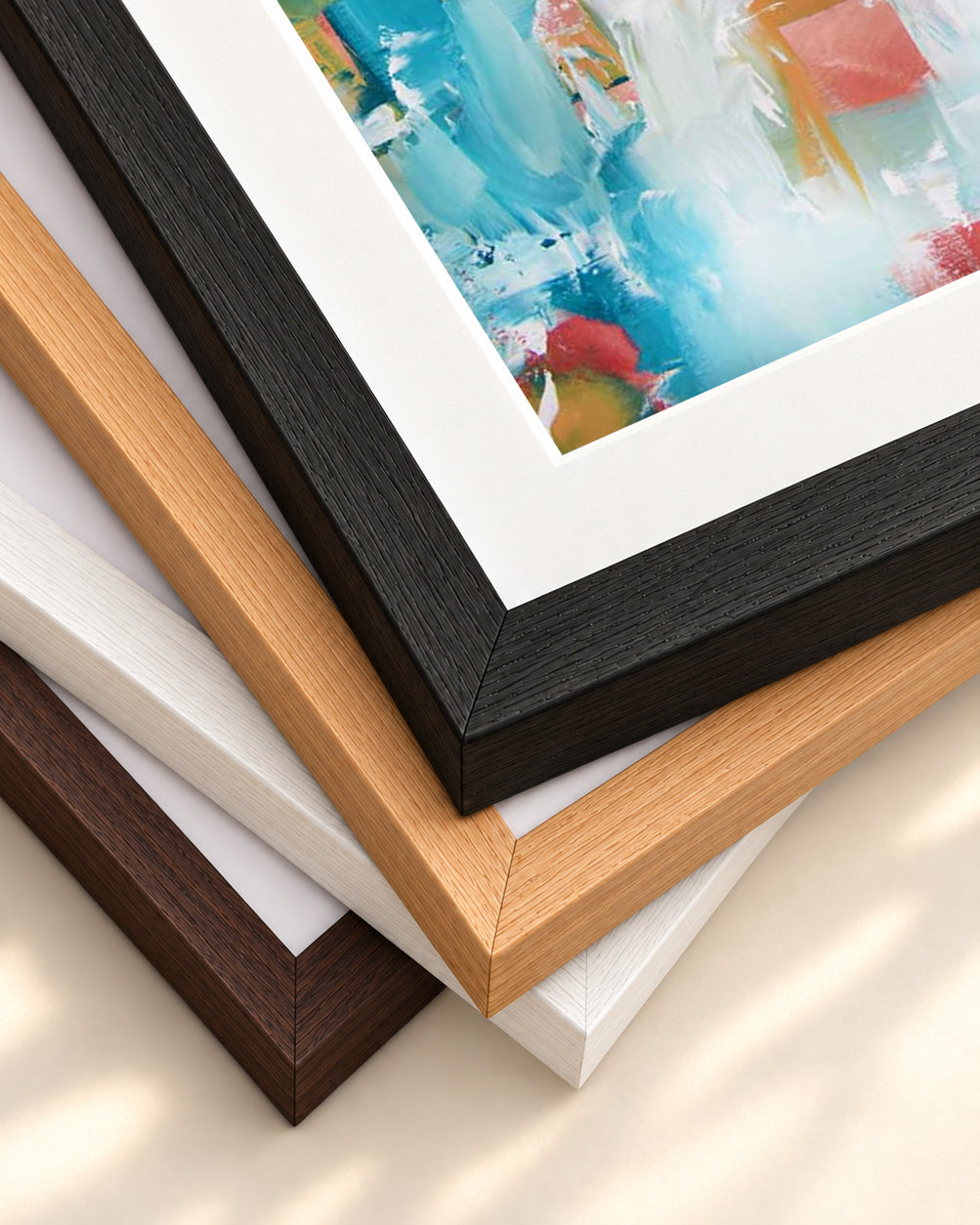 Abstract 217 Art Print — framed print corner with 5 cm mount and bevel