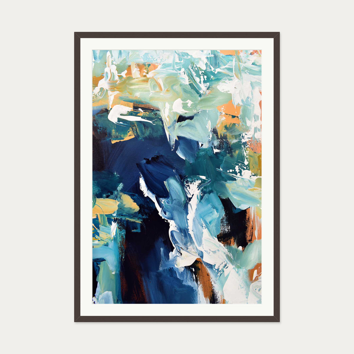 Abstract 218 Art Print — 70 x 100 cm — Brown Frame