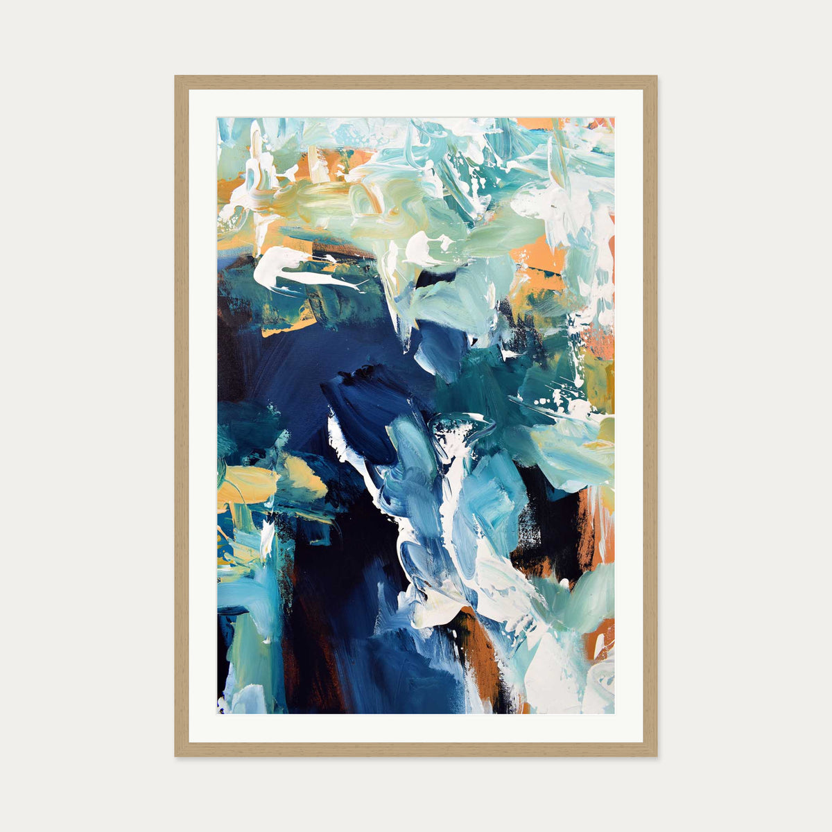 Abstract 218 Art Print — 70 x 100 cm — Oak Frame