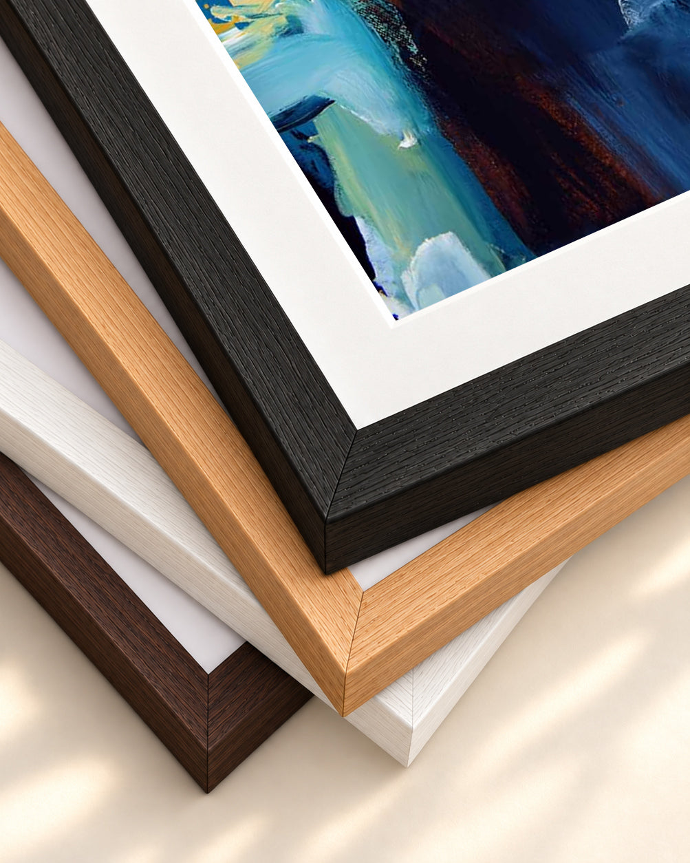 Abstract 218 Art Print — framed print corner with 5 cm mount and bevel