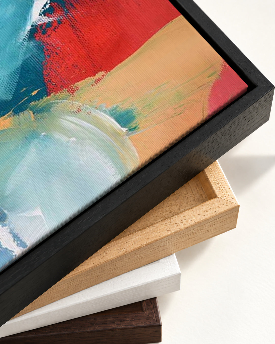 Abstract 220 Canvas Art — framed canvas corner and wrapped canvas detail