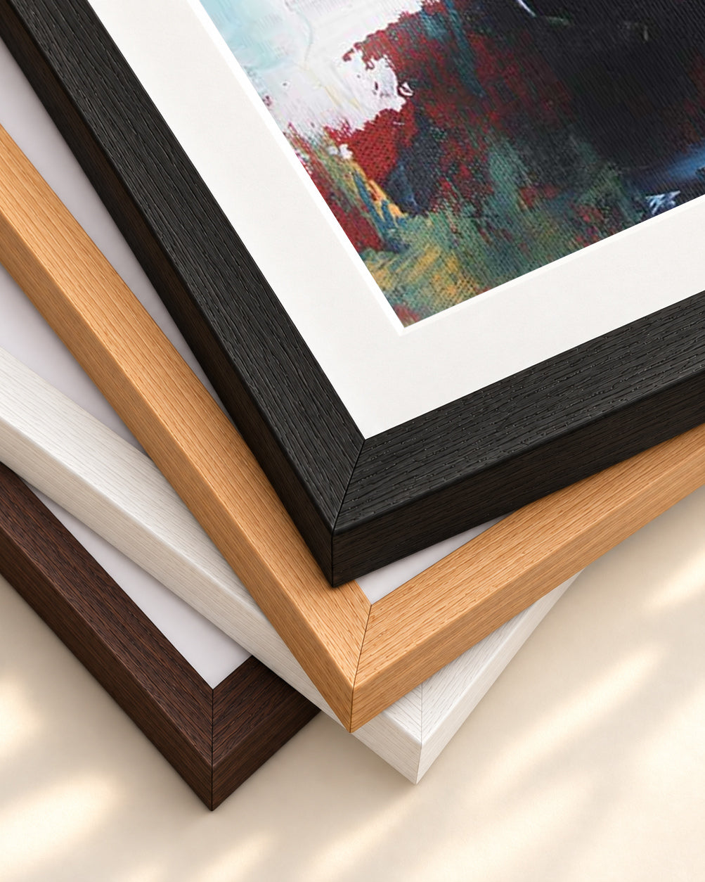 Abstract 220 Art Print — framed print corner with 5 cm mount and bevel