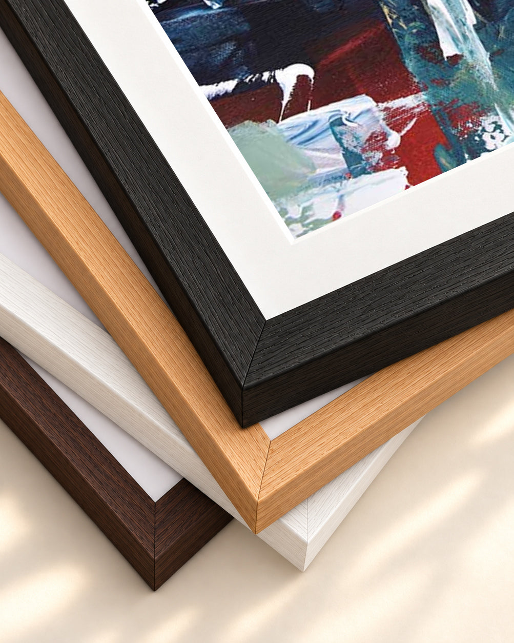 Abstract 221 Art Print — framed print corner with 5 cm mount and bevel
