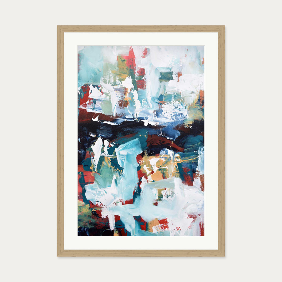 Abstract 222 Art Print — 50 x 70 cm — Oak Frame