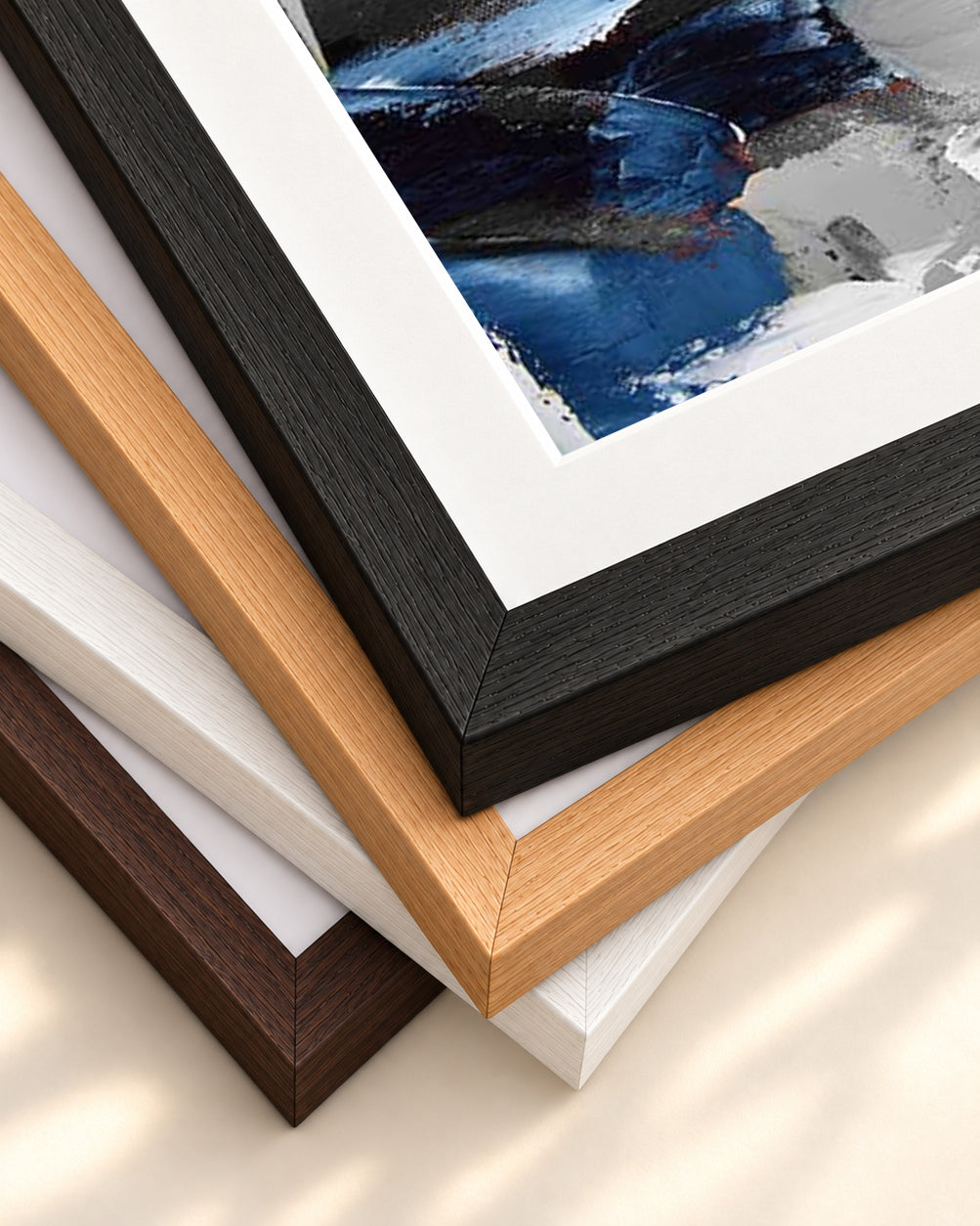 Abstract 223 Art Print — framed print corner with 5 cm mount and bevel