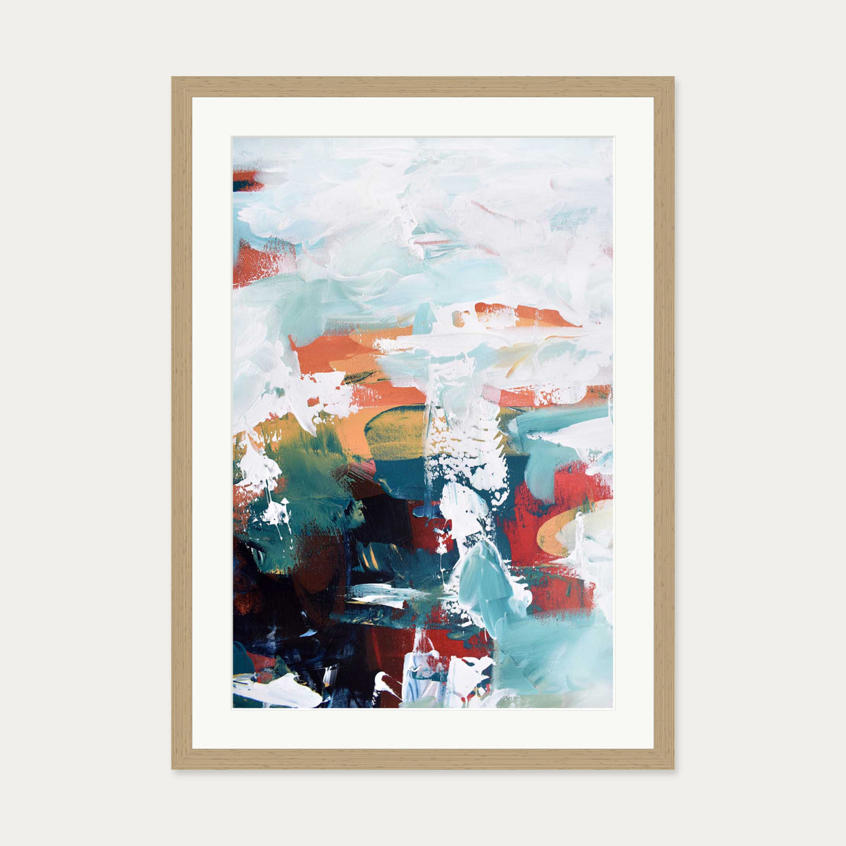 Abstract 224 Art Print — 50 x 70 cm — Oak Frame