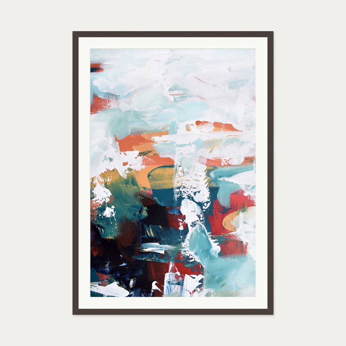 Abstract 224 Art Print — 70 x 100 cm — Brown Frame