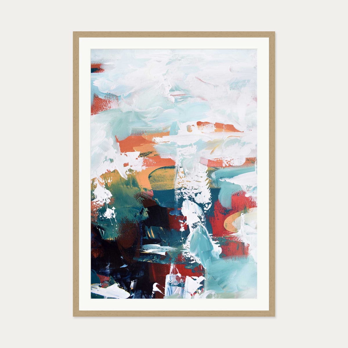 Abstract 224 Art Print — 70 x 100 cm — Oak Frame
