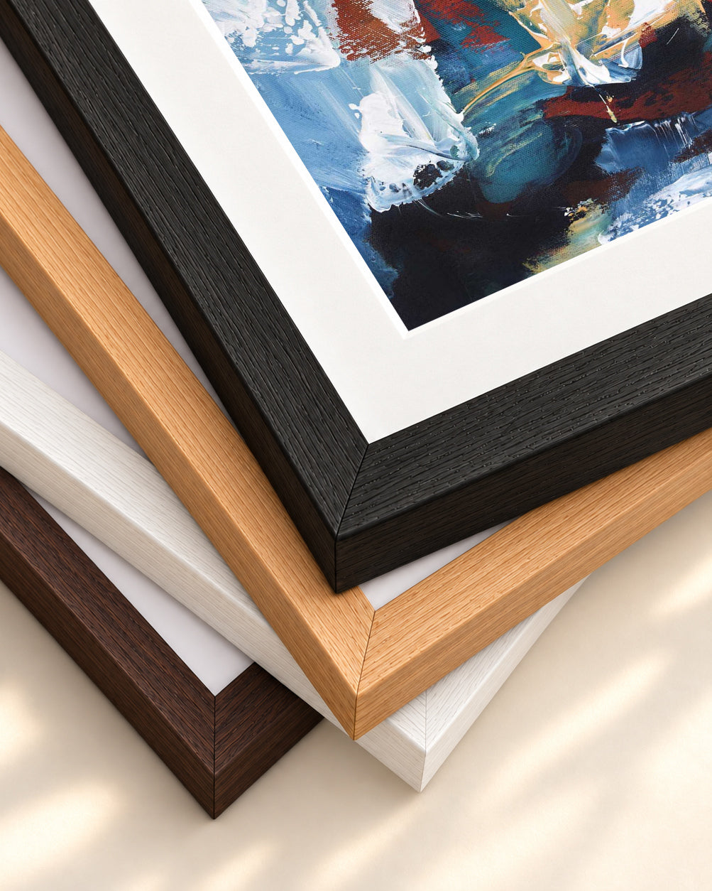 Abstract 225 Art Print — framed print corner with 5 cm mount and bevel