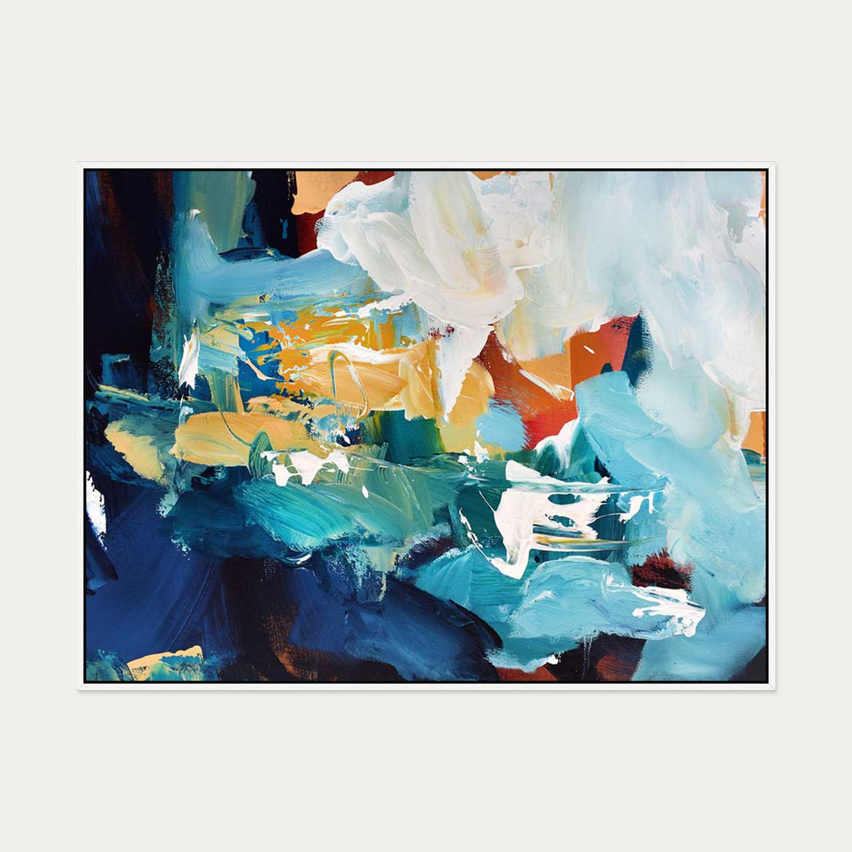 Abstract 226 Canvas Art — 90 x 120 cm — White Frame