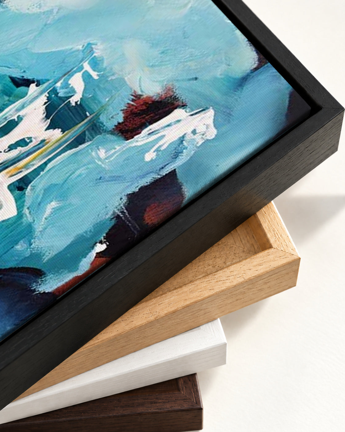 Abstract 226 Canvas Art — framed canvas corner and wrapped canvas detail