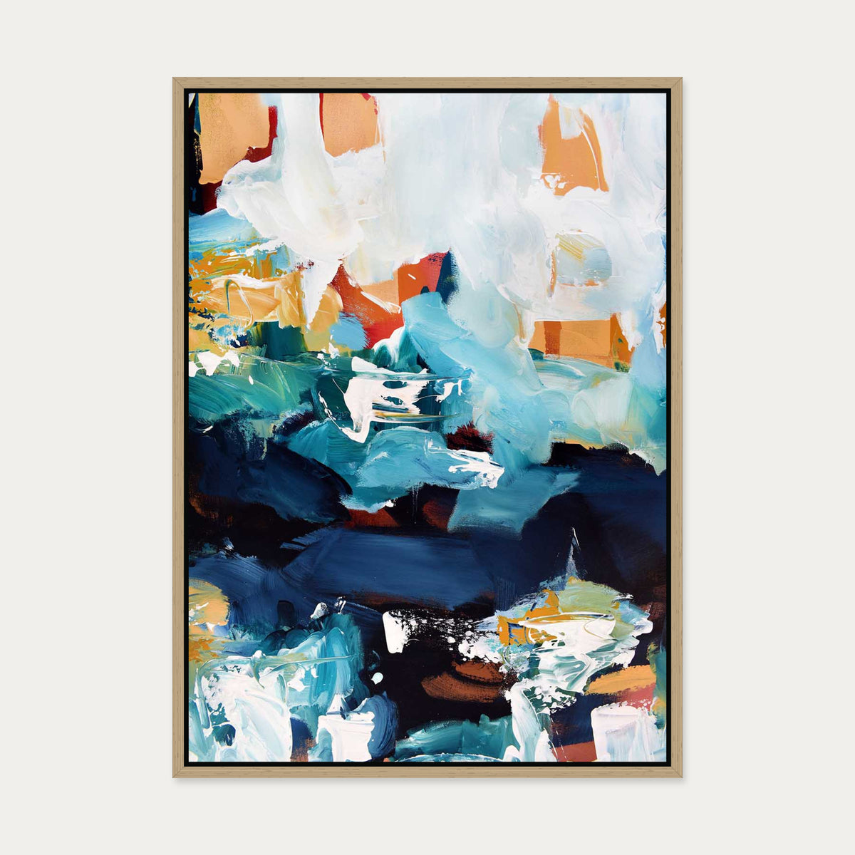 Abstract 227 Canvas Art — 50 x 70 cm — Oak Frame