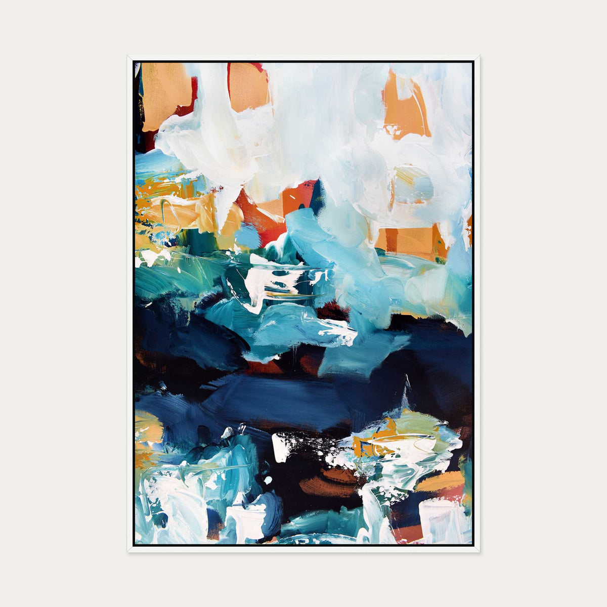 Abstract 227 Canvas Art — 70 x 100 cm — White Frame