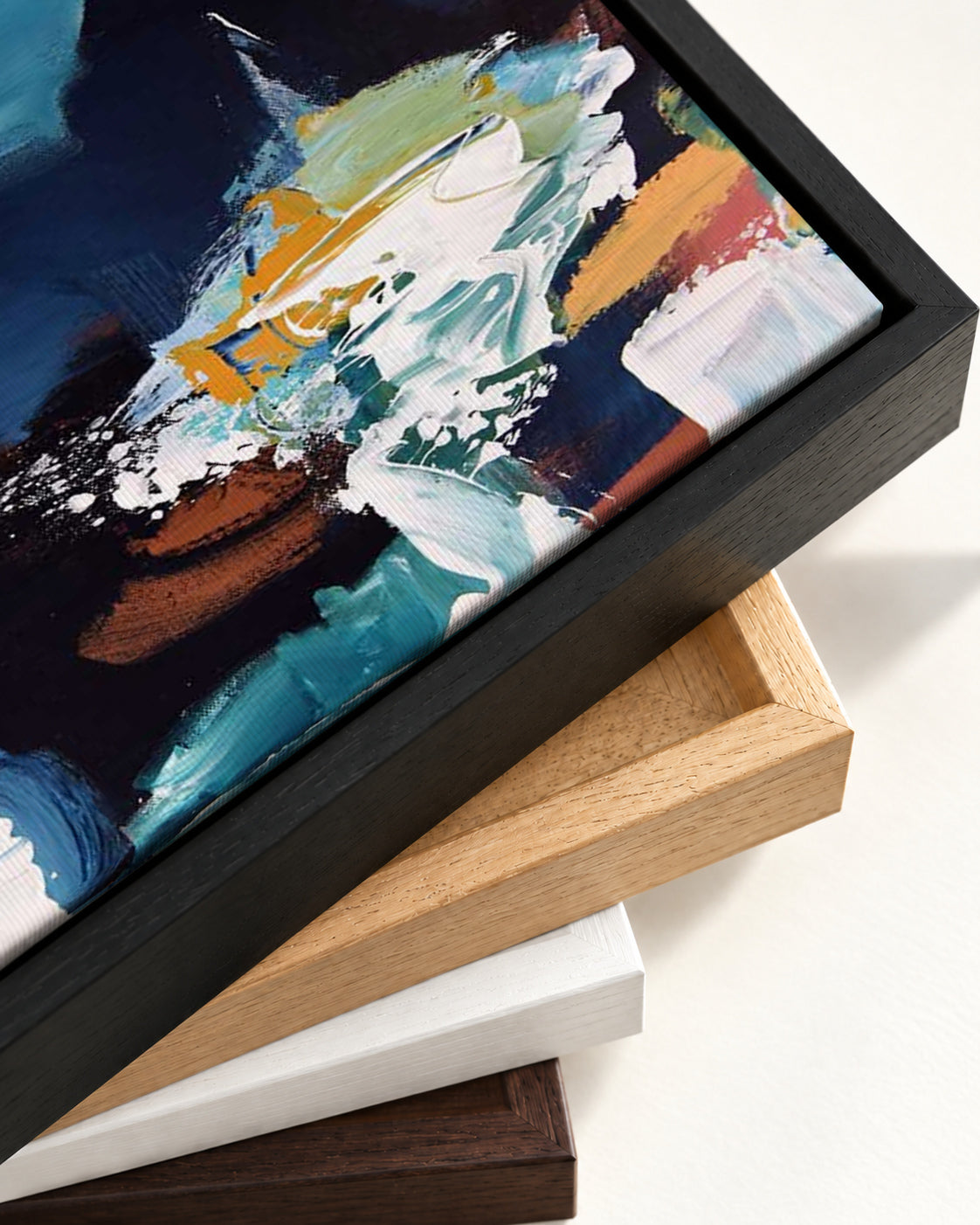 Abstract 227 Canvas Art — framed canvas corner and wrapped canvas detail