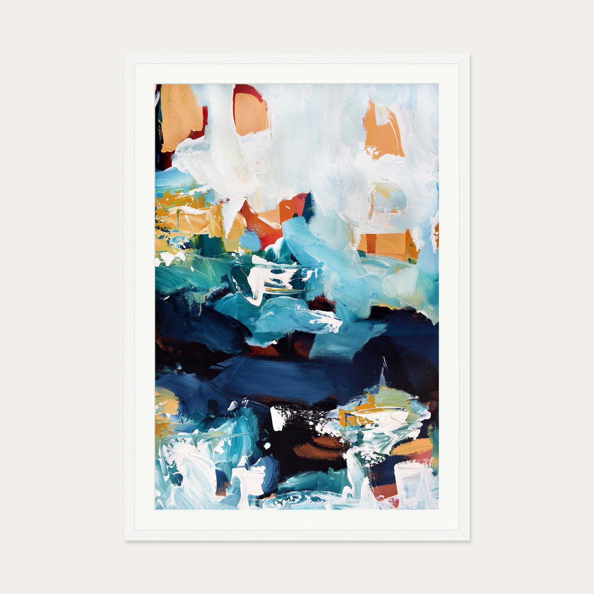 Abstract 227 Art Print — 70 x 100 cm — White Frame