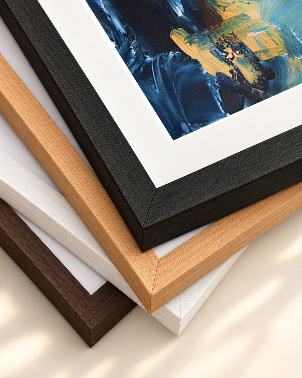 Abstract 228 Art Print — framed print corner with 5 cm mount and bevel