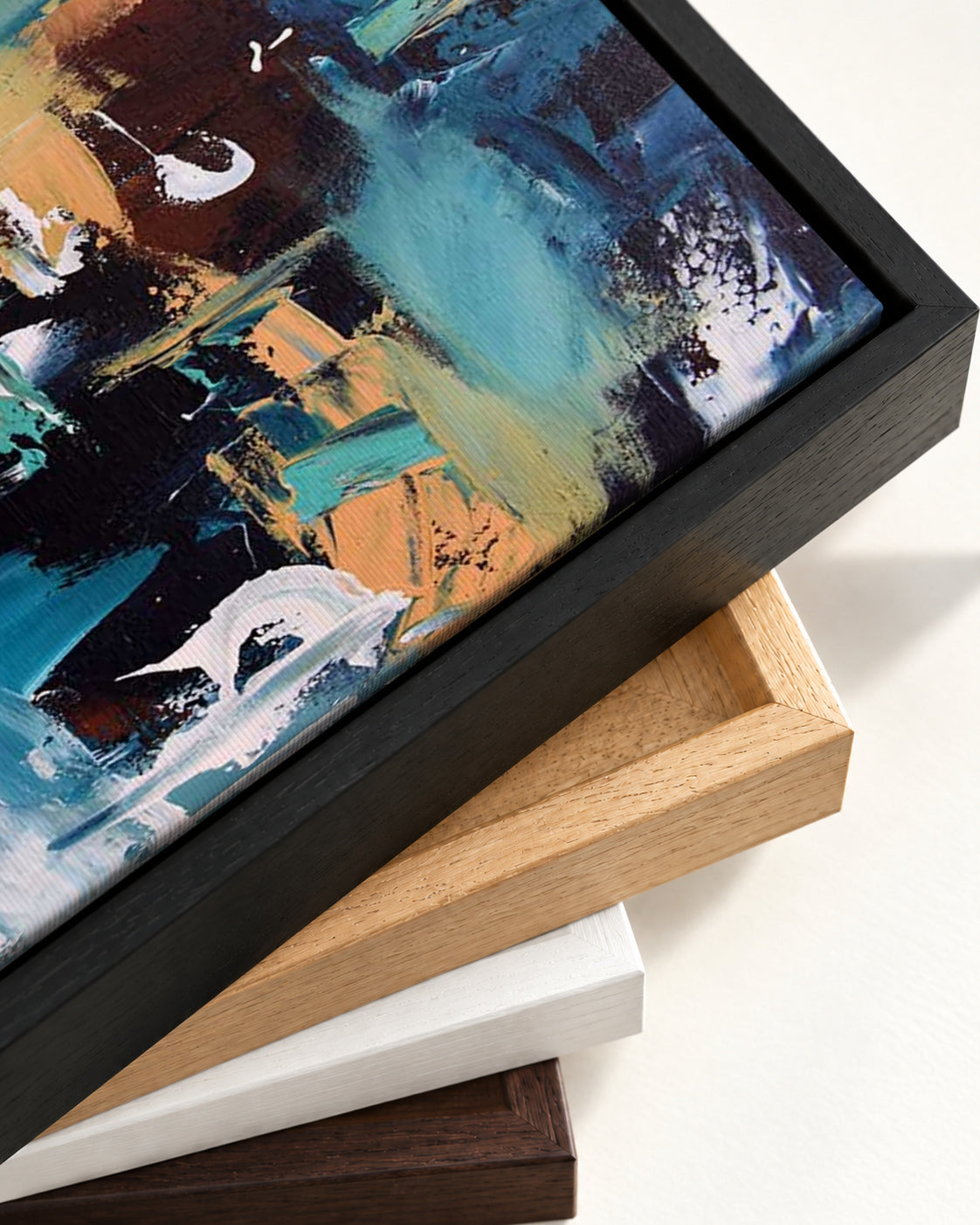 Abstract 247 Canvas Art — framed canvas corner and wrapped canvas detail