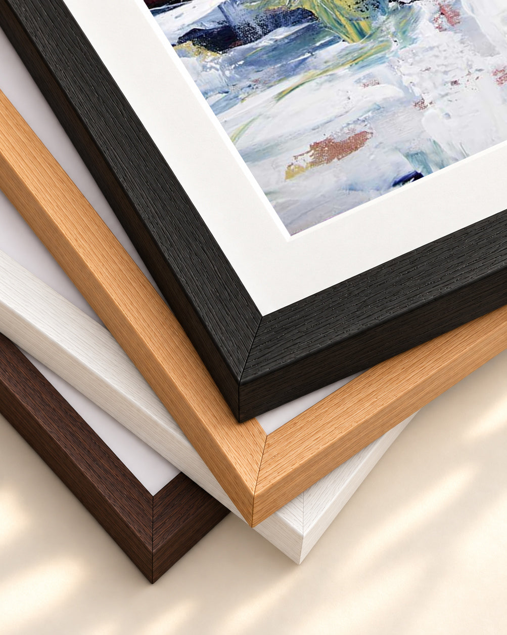 Abstract 257 Art Print — framed print corner with 5 cm mount and bevel