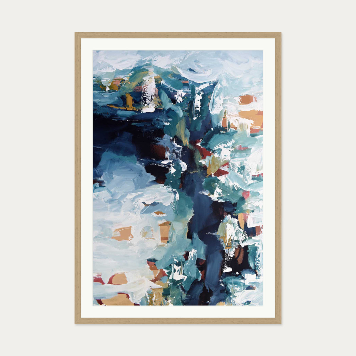 Abstract 258 Art Print — 70 x 100 cm — Oak Frame