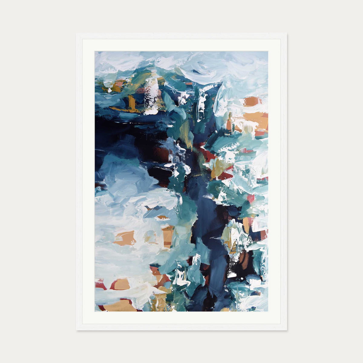 Abstract 258 Art Print — 70 x 100 cm — White Frame
