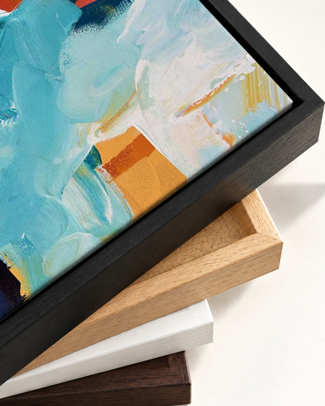 Abstract 266 Canvas Art — framed canvas corner and wrapped canvas detail