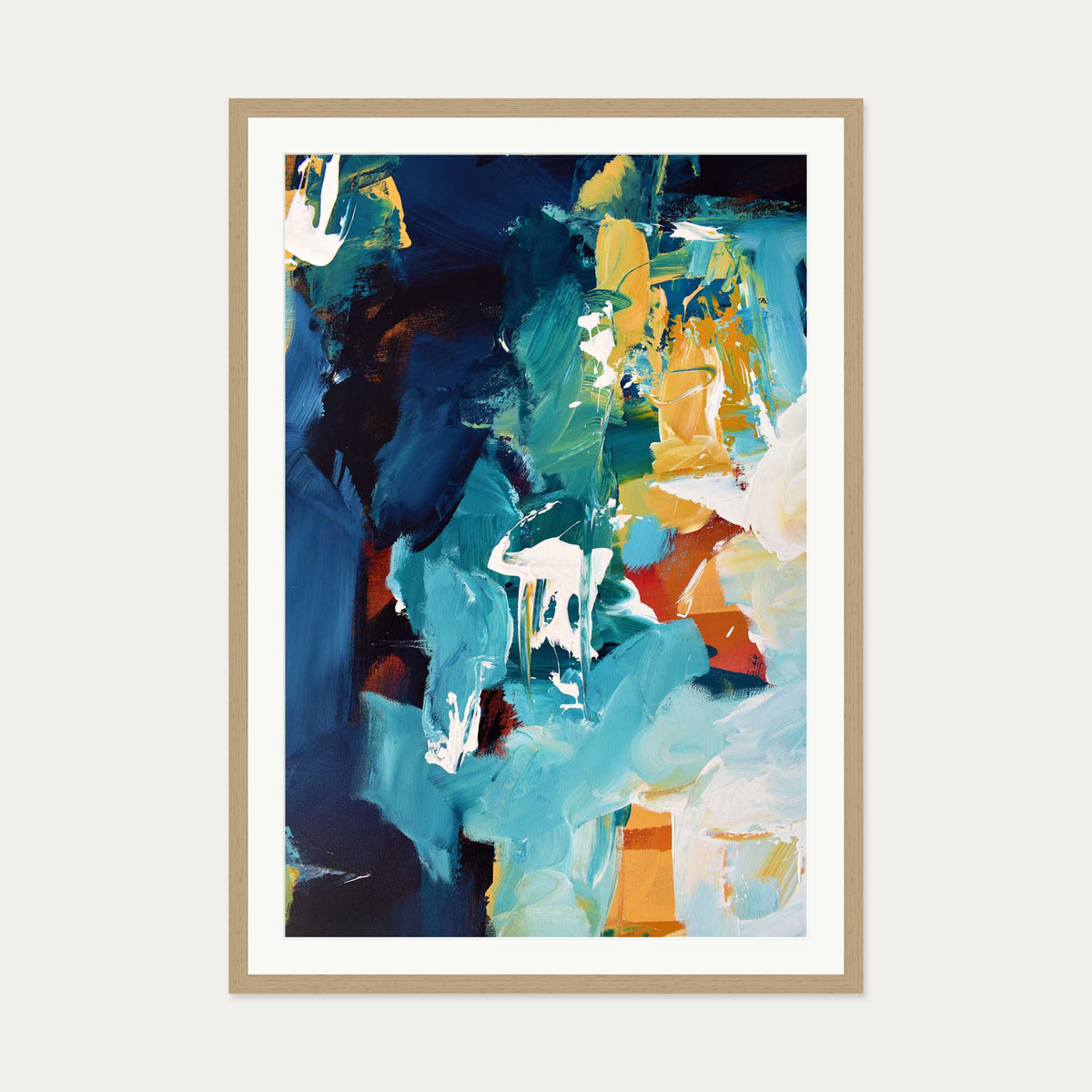 Abstract 266 Art Print — 70 x 100 cm — Oak Frame