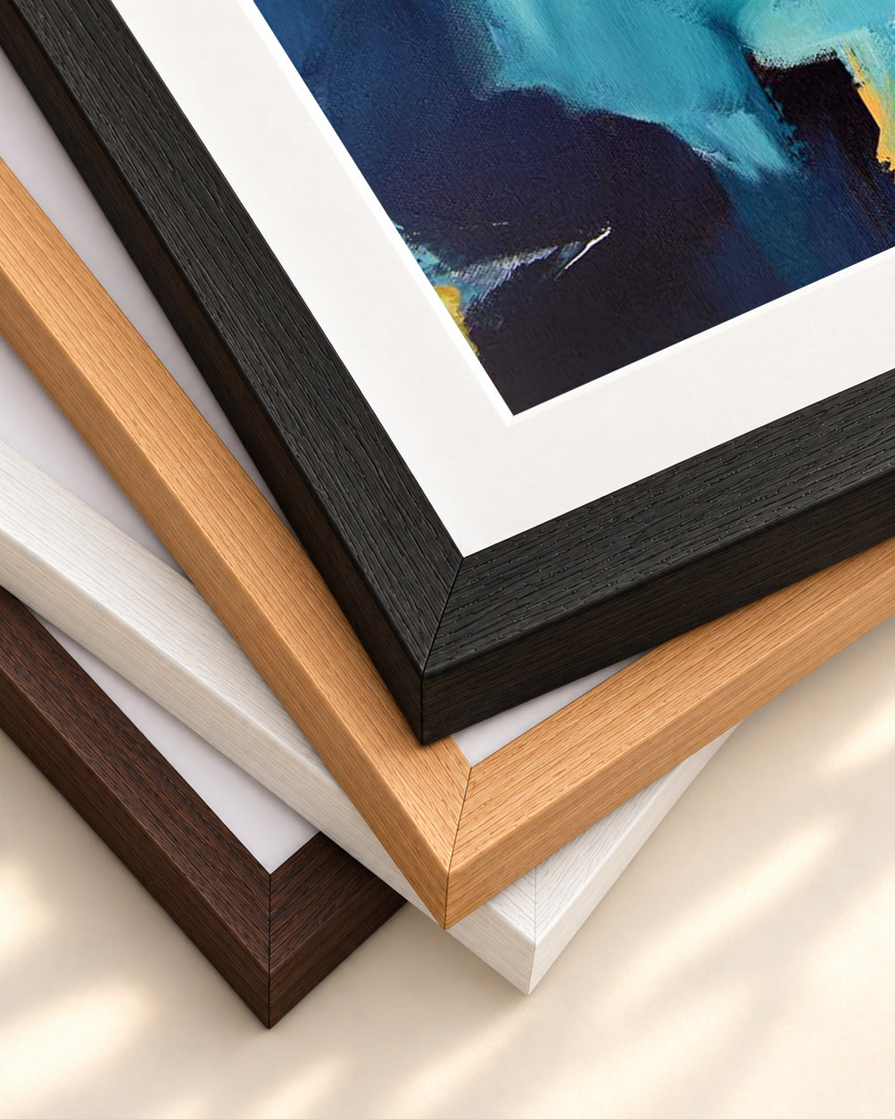 Abstract 266 Art Print — framed print corner with 5 cm mount and bevel