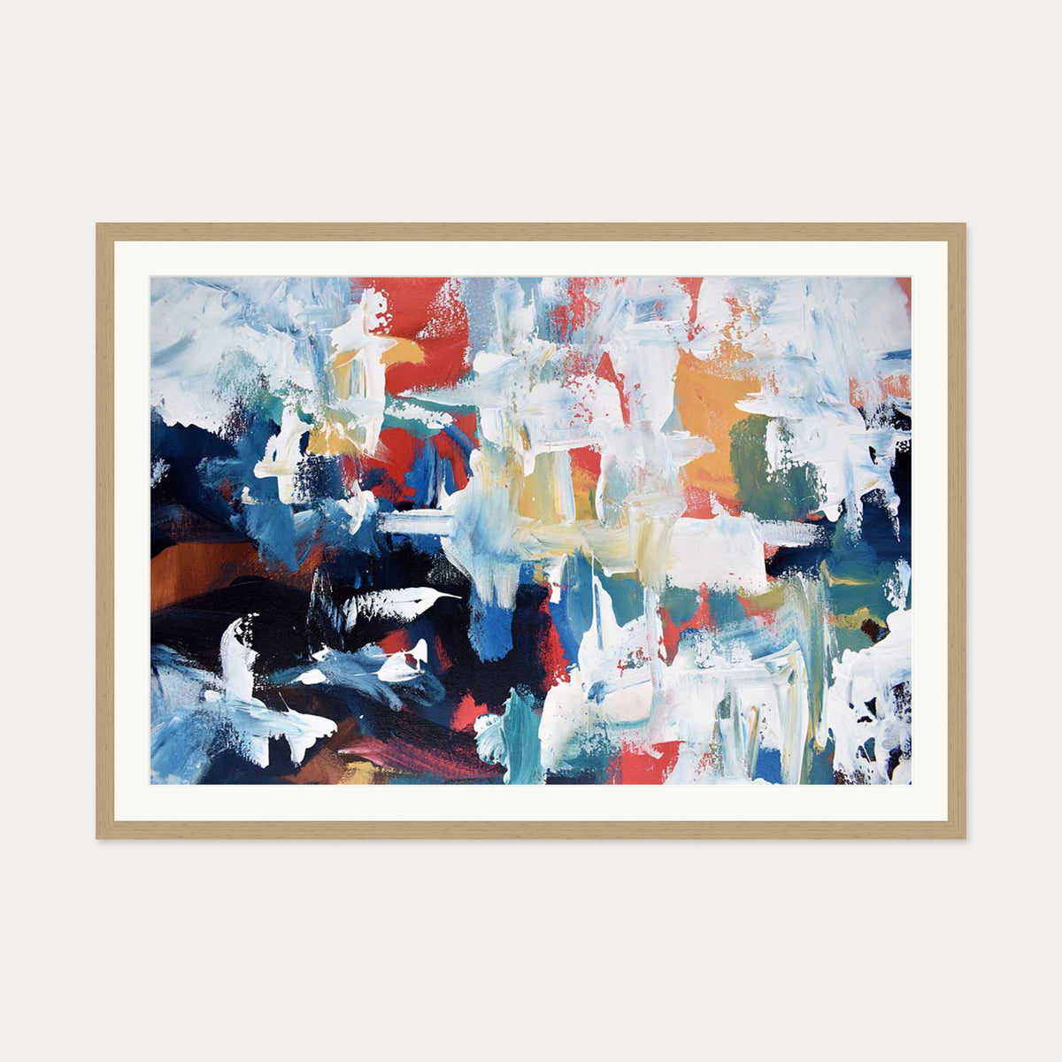 Abstract 276 Art Print — 70 x 100 cm — Oak Frame