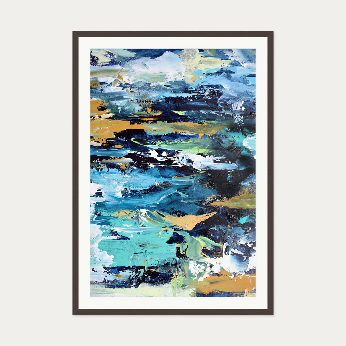 Abstract 280 Art Print — 70 x 100 cm — Brown Frame