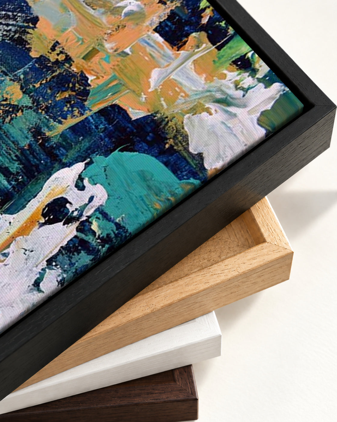 Abstract 284 Canvas Art — framed canvas corner and wrapped canvas detail