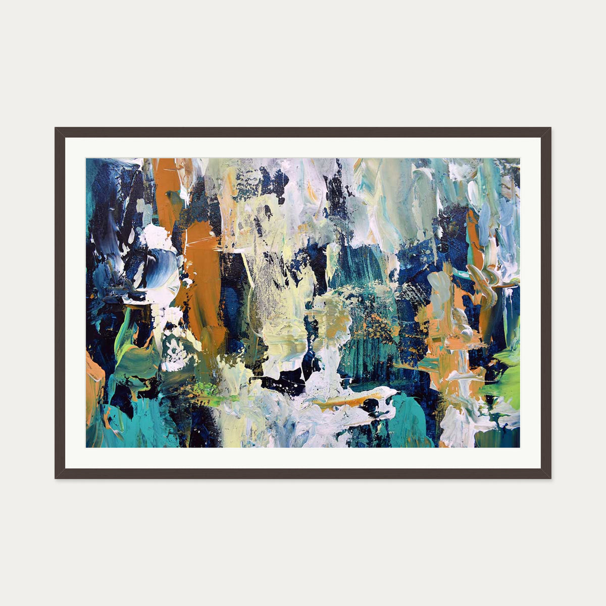 Abstract 284 Art Print — 70 x 100 cm — Brown Frame