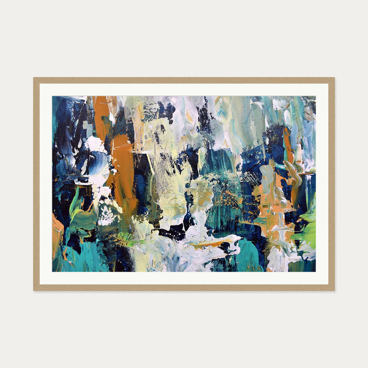 Abstract 284 Art Print — 70 x 100 cm — Oak Frame