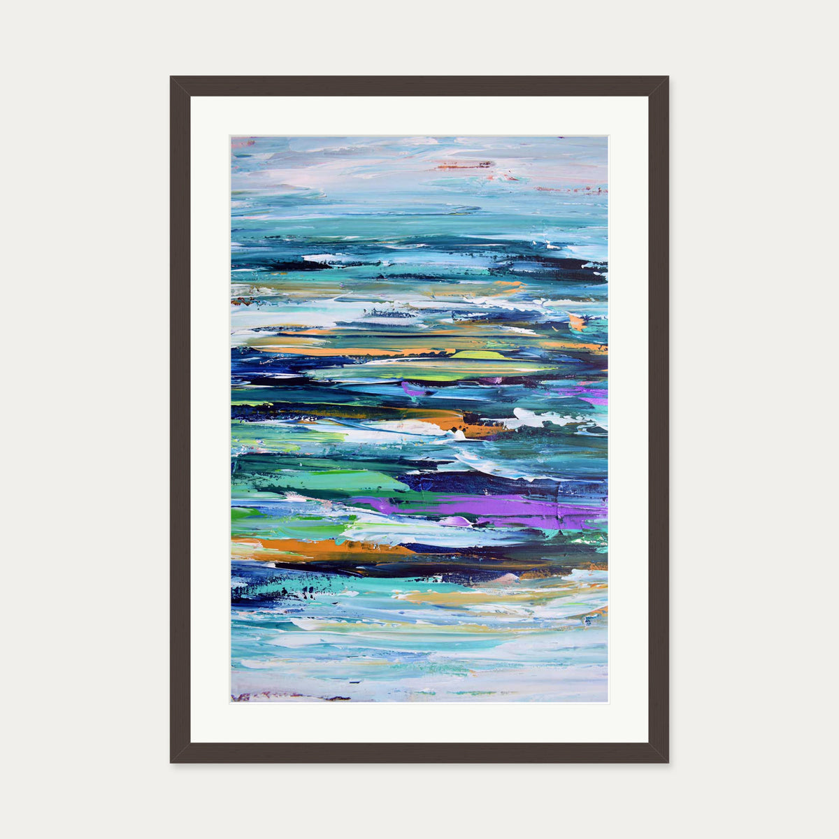 Abstract 286 Art Print — 50 x 70 cm — Brown Frame