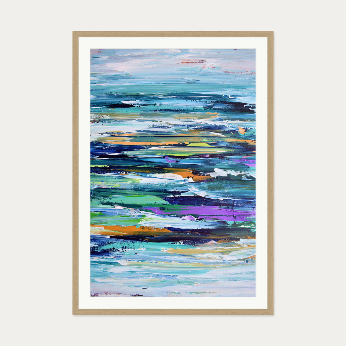 Abstract 286 Art Print — 70 x 100 cm — Oak Frame