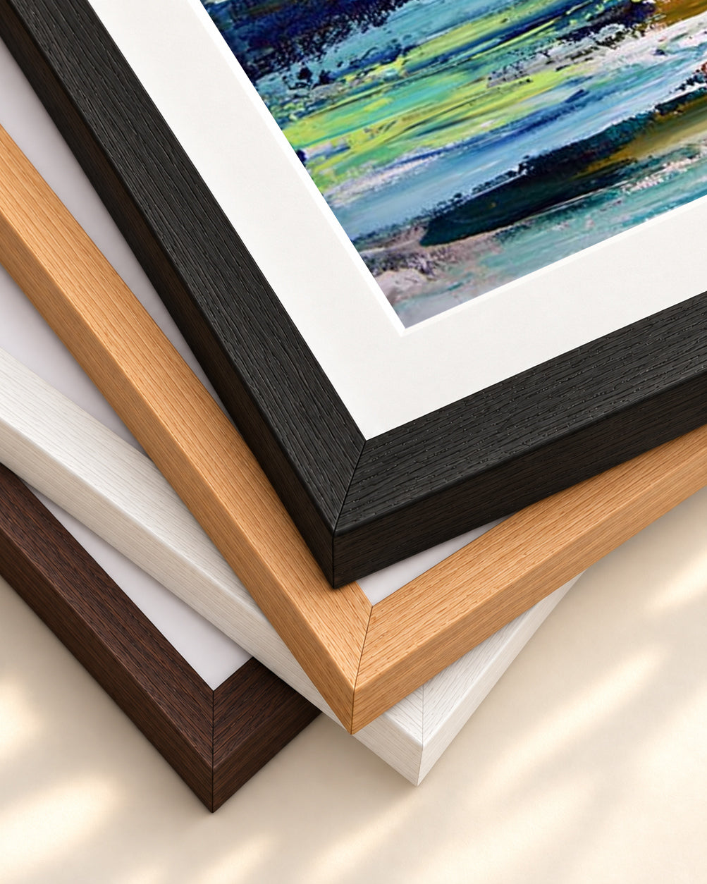 Abstract 288 Art Print — framed print corner with 5 cm mount and bevel