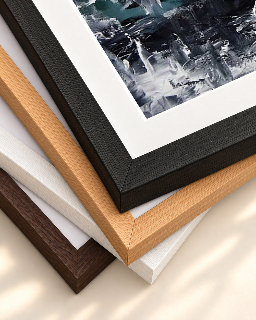Abstract 293 Art Print — framed print corner with 5 cm mount and bevel