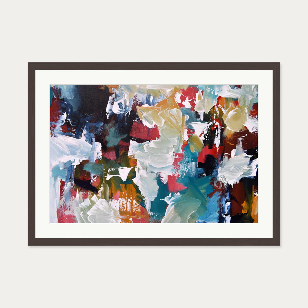 Abstract 295 Art Print — 50 x 70 cm — Brown Frame