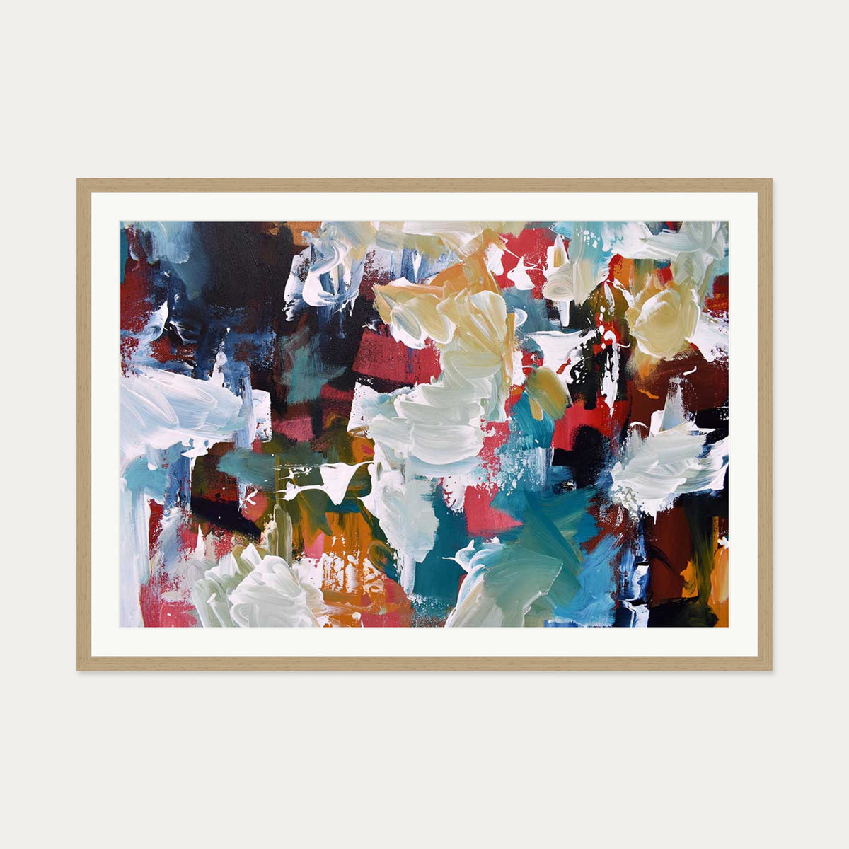 Abstract 295 Art Print — 70 x 100 cm — Oak Frame