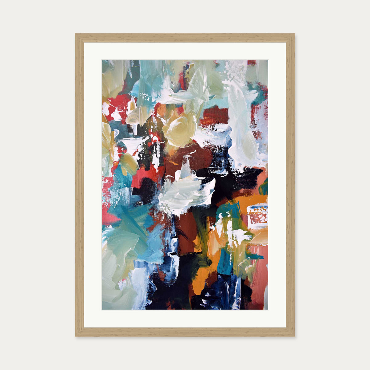 Abstract 296 Art Print — 50 x 70 cm — Oak Frame