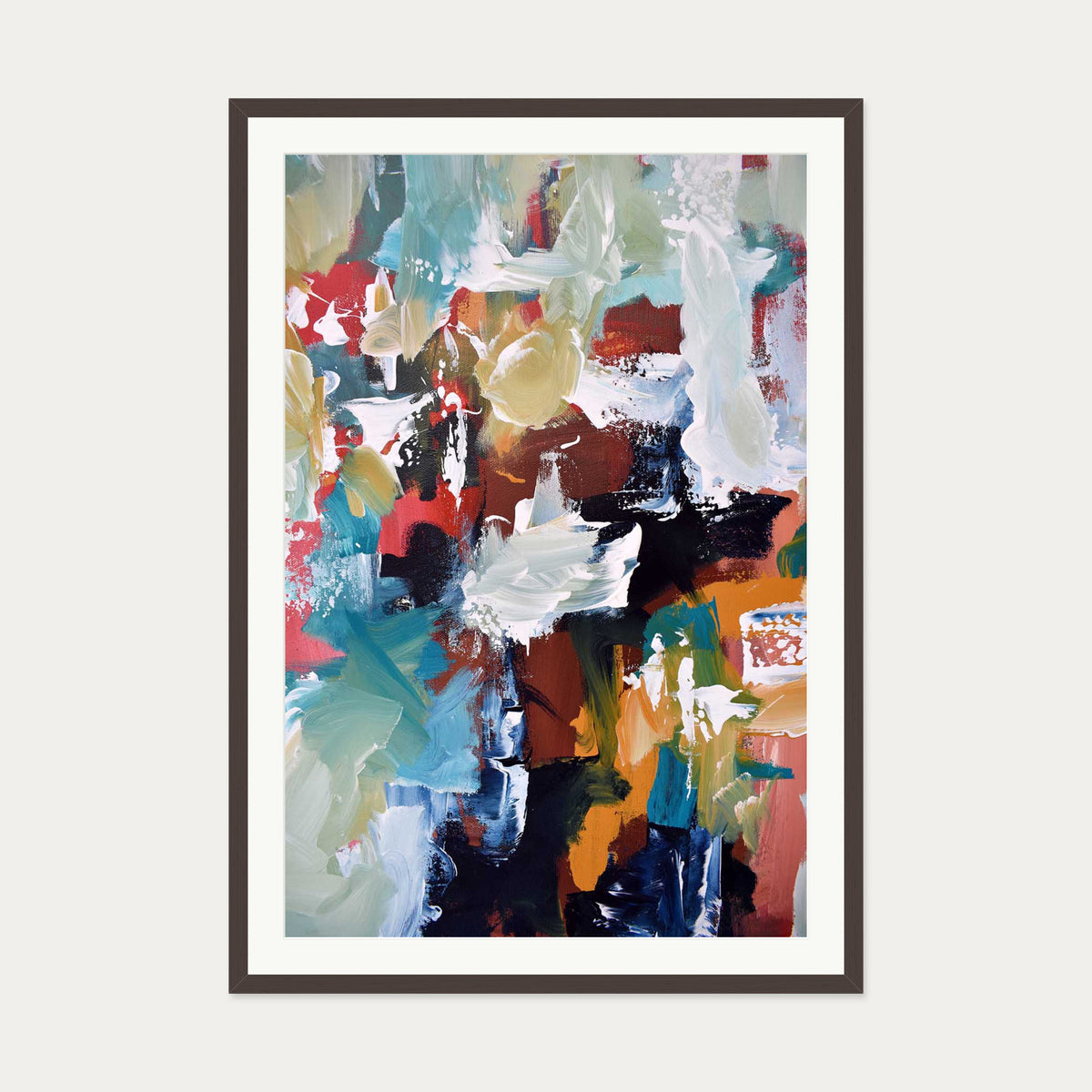 Abstract 296 Art Print — 70 x 100 cm — Brown Frame