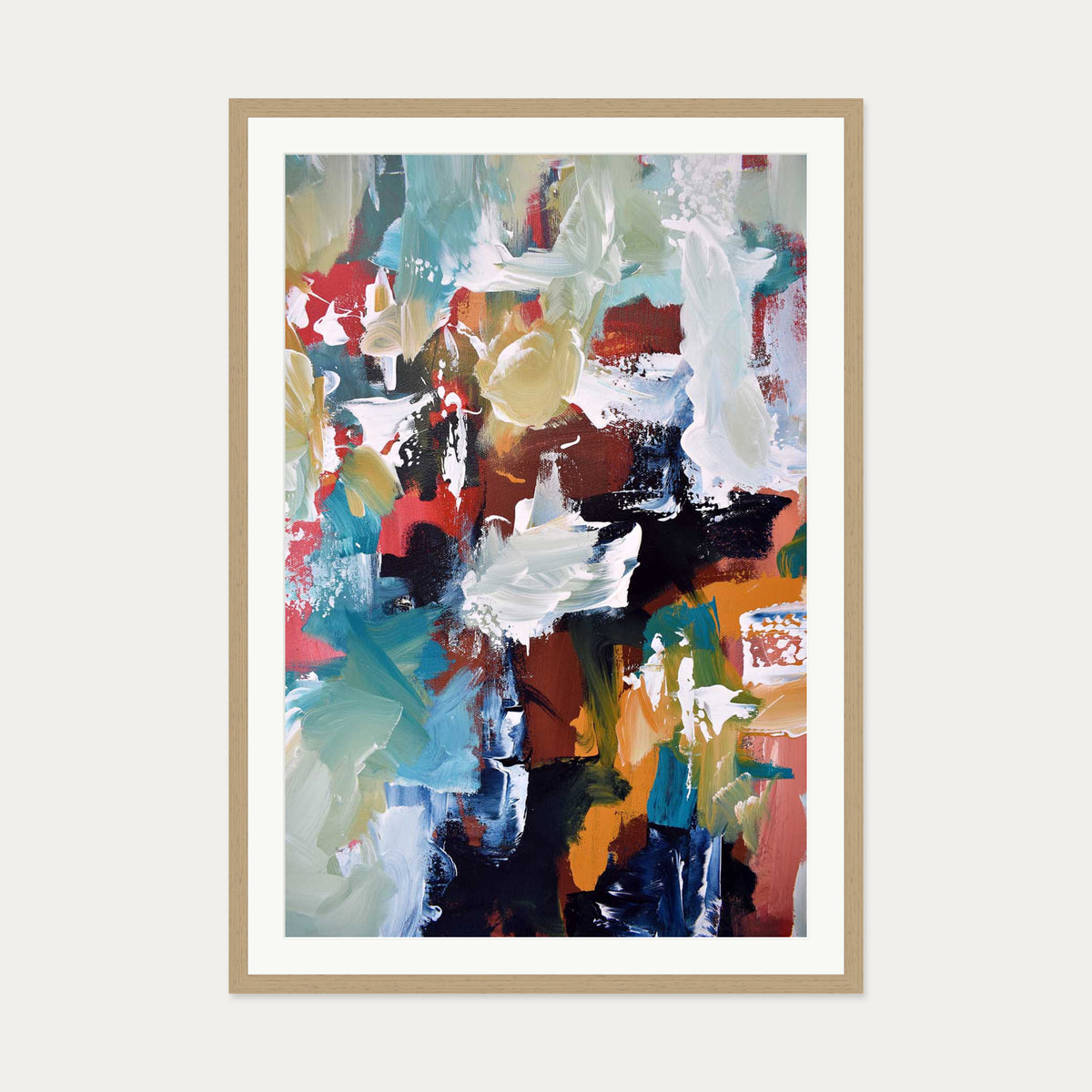 Abstract 296 Art Print — 70 x 100 cm — Oak Frame