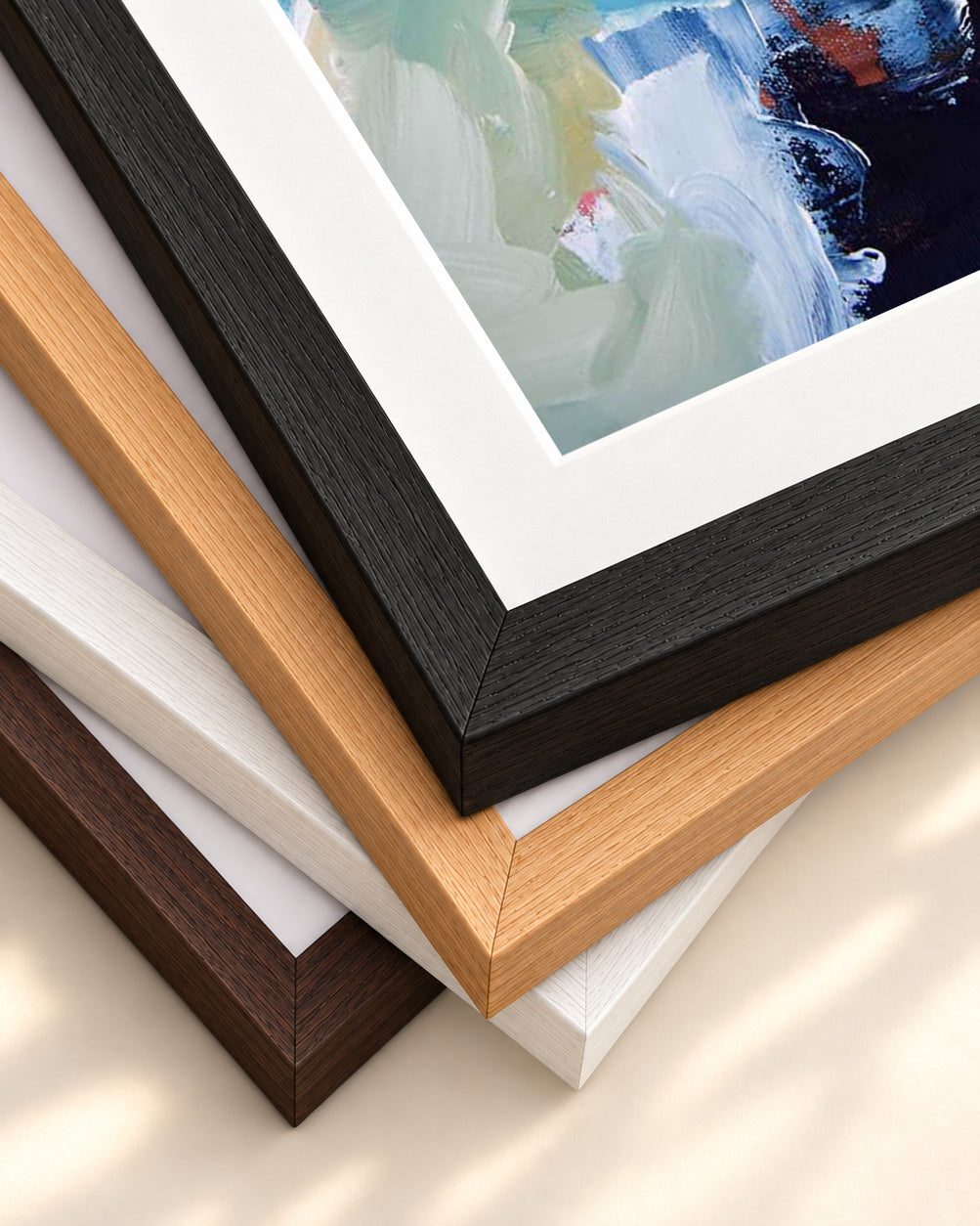 Abstract 296 Art Print — framed print corner with 5 cm mount and bevel